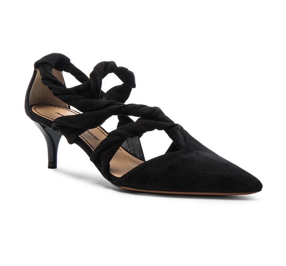 Proenza Schouler Black Suede Pointed Toe Kitten Heels Size 39 Italy